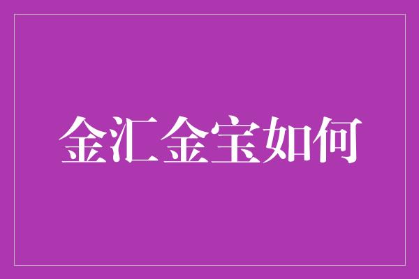 金汇金宝如何