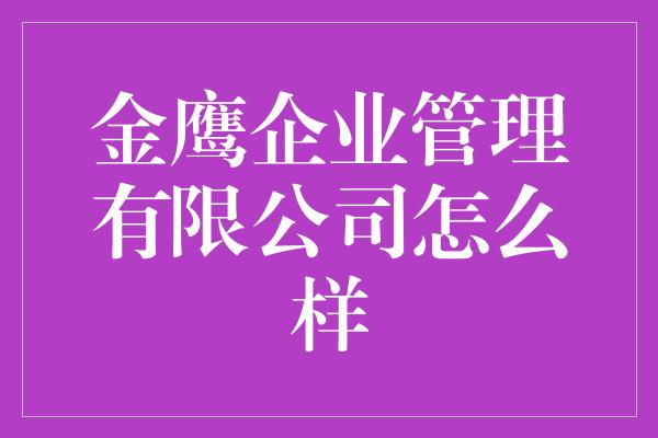 金鹰企业管理有限公司怎么样