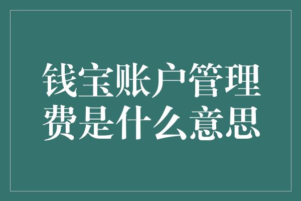 钱宝账户管理费是什么意思