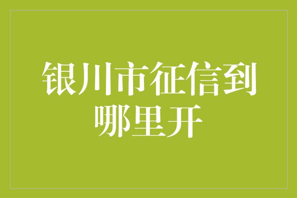 银川市征信到哪里开