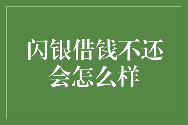 闪银借钱不还会怎么样