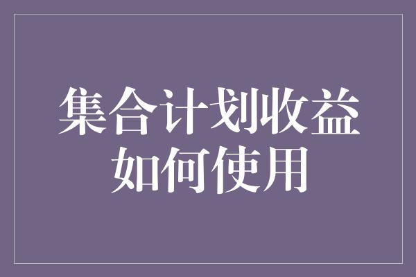 集合计划收益如何使用