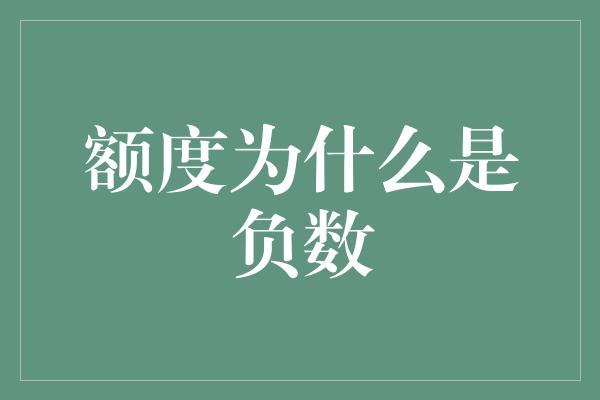 额度为什么是负数