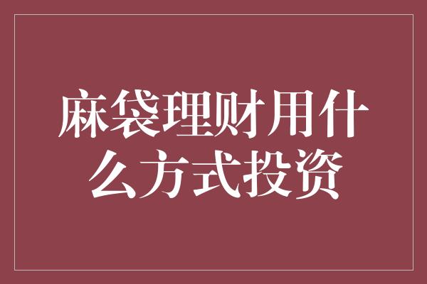 麻袋理财用什么方式投资