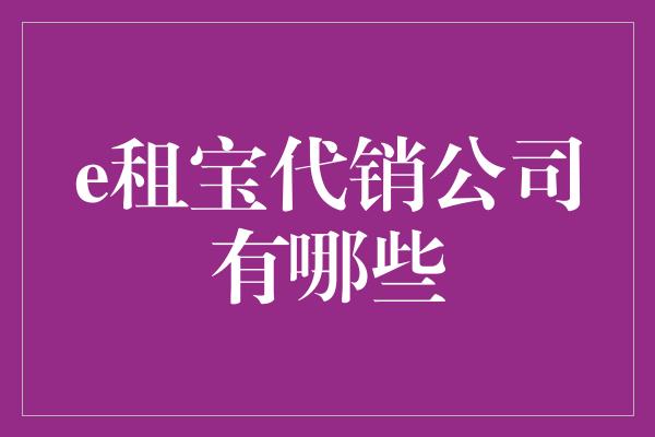 e租宝代销公司有哪些