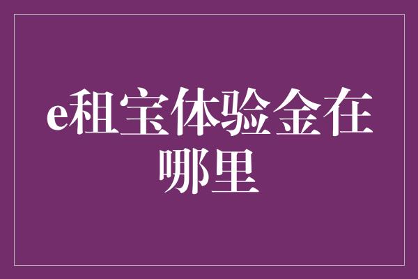 e租宝体验金在哪里