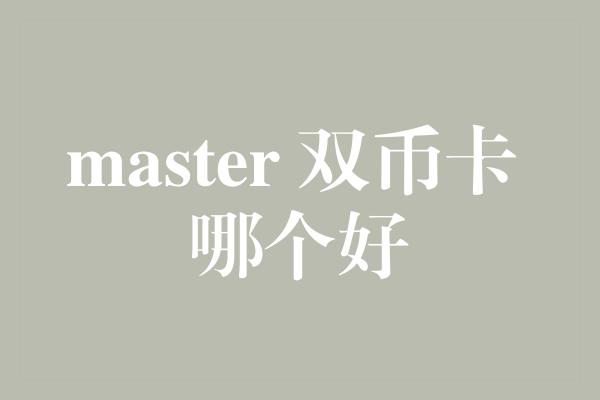 master 双币卡 哪个好