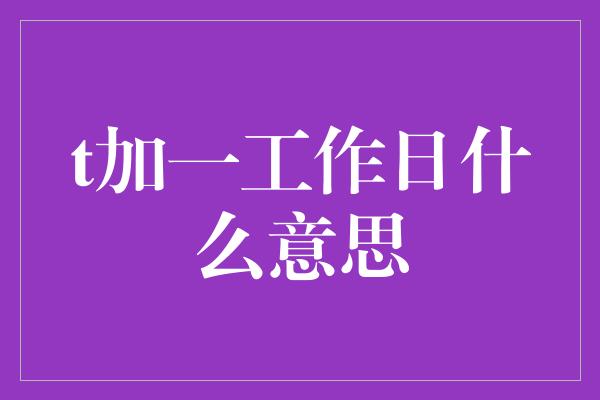 t加一工作日什么意思