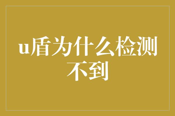 u盾为什么检测不到