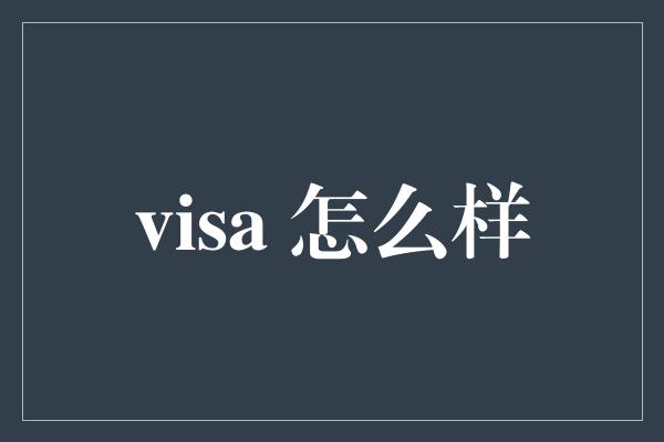 visa 怎么样